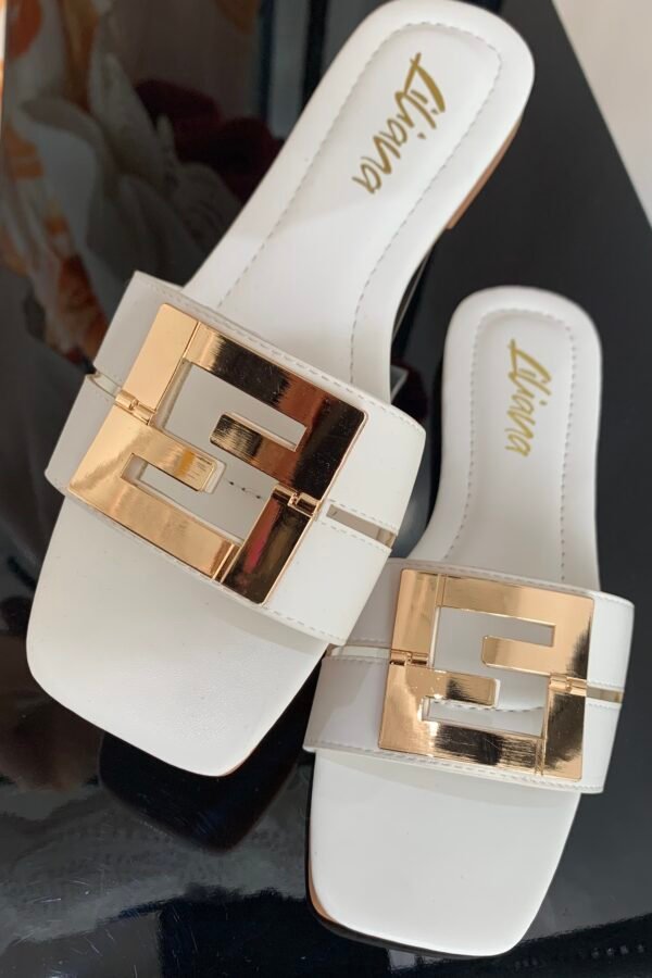 Square Sandalias White