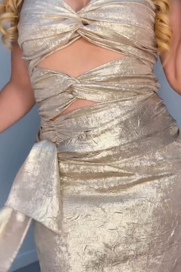 Gold Dress Con Cinturon