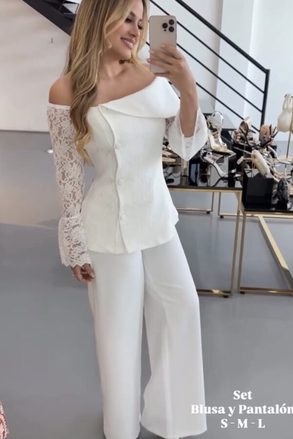 Chapel Set Blusa Y Pantalon White