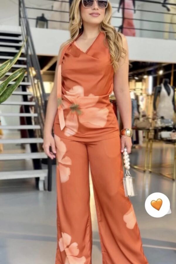 Orange Set Blusa Y Pantalon