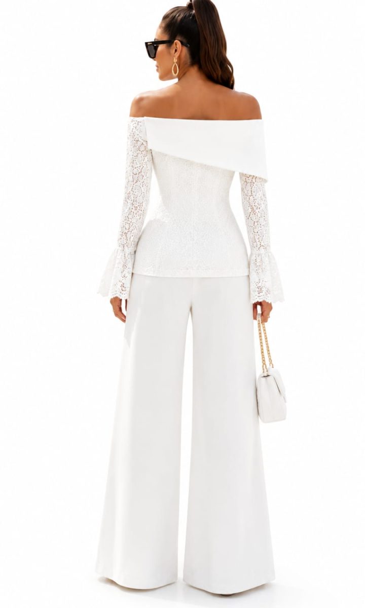 Glamour Set Blusa Y Pantalon White