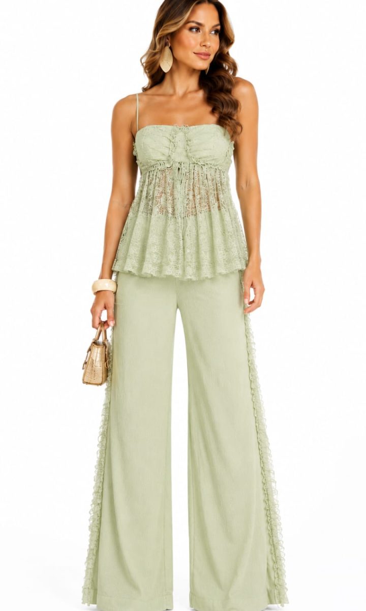 In The Caribbean Set Blusa Y Pantalon Green