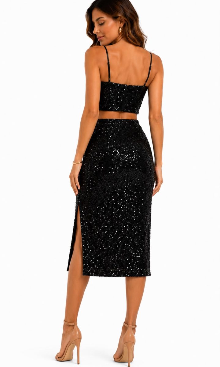 Nighttime Set Top Y Falda Black