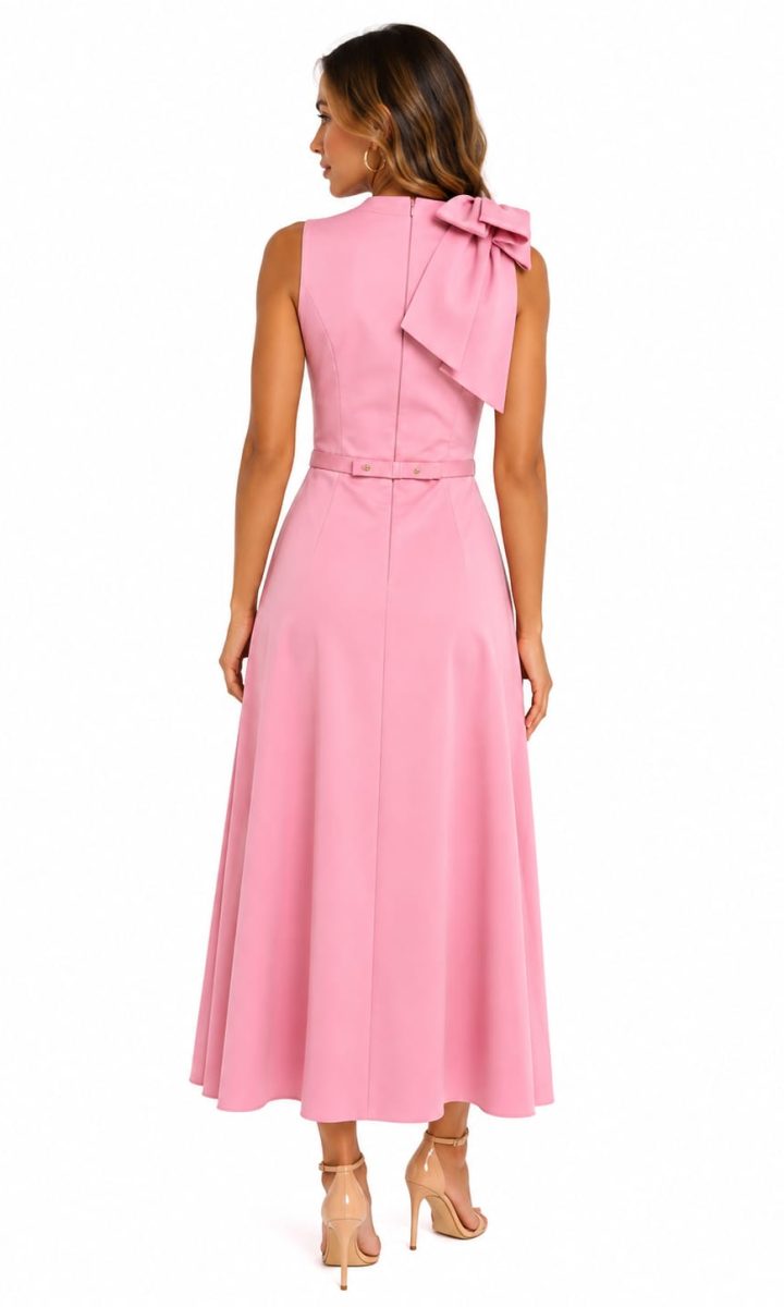 Pink Dress Con Cinturon