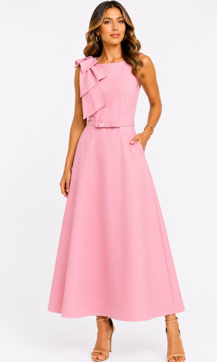 Pink Dress Con Cinturon