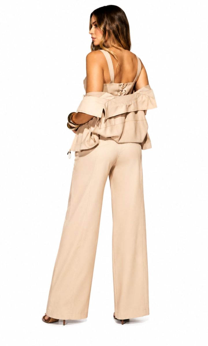 TriConjunto Blusa Top Y Pantalon Beige