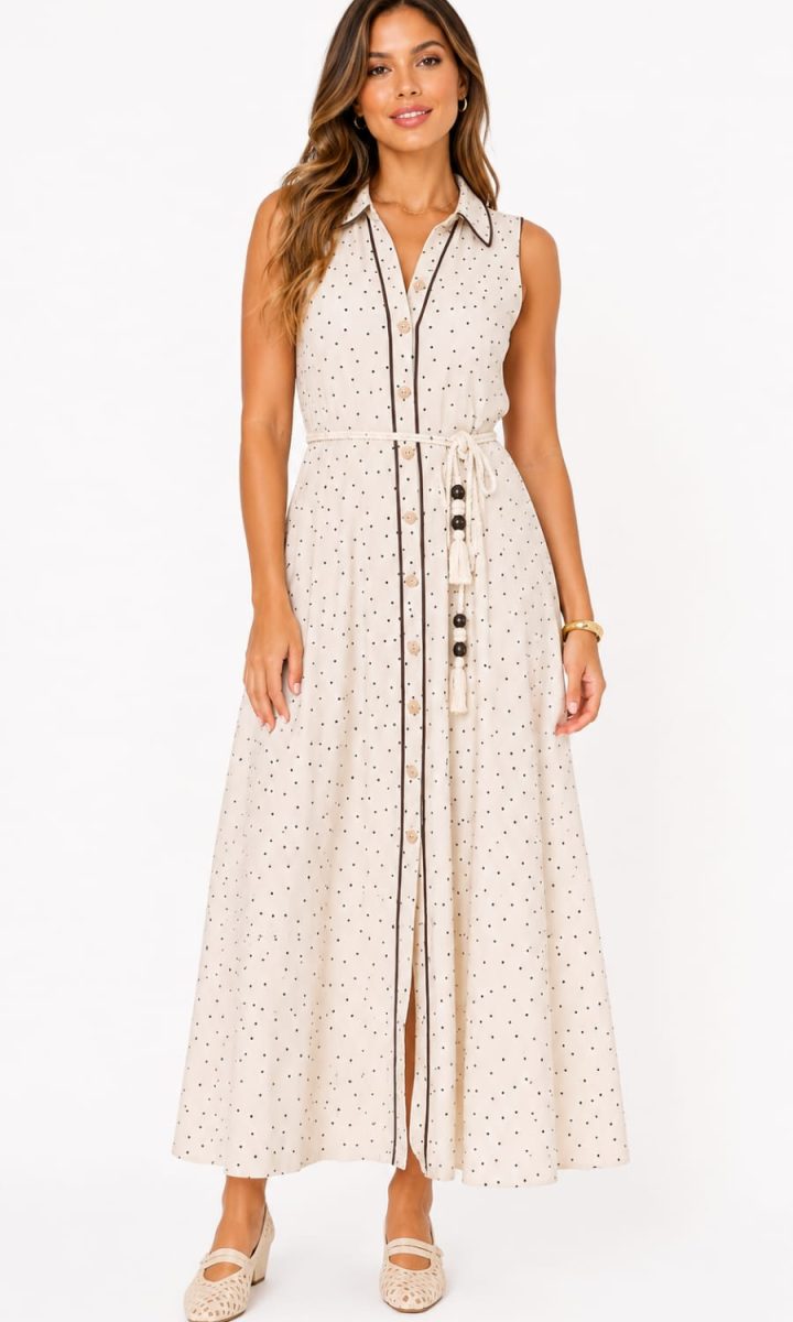 Nude Dress Polka Dots