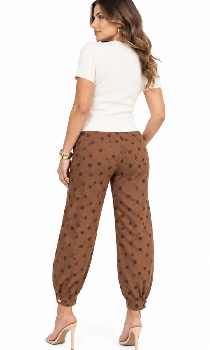 Jeans Polka Dots Con Cinturon Mocca